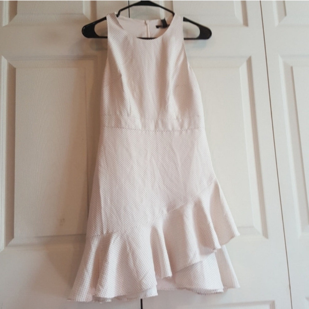NWT Banana Republic Black and White Polka Dot Sleeveless Ruffle Dress Sz 0P